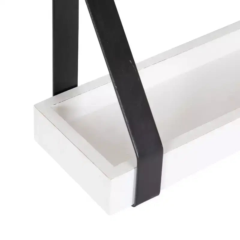 Set di 2 Mensole Fluttuanti da Parete | Legno Massello e Staffe in Ferro | Stile Costiero | Bianco/Nero