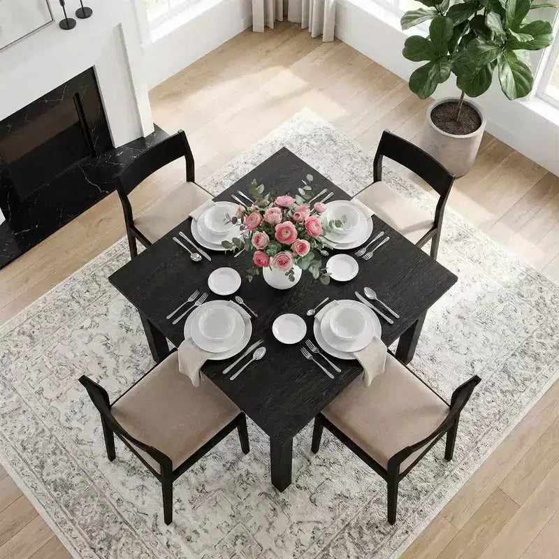Tavolo da Pranzo Quadrato Rustico da 100 cm | Piano in Rovere Spaccato | Gambe in Legno Massello | 4 Posti | Multiuso