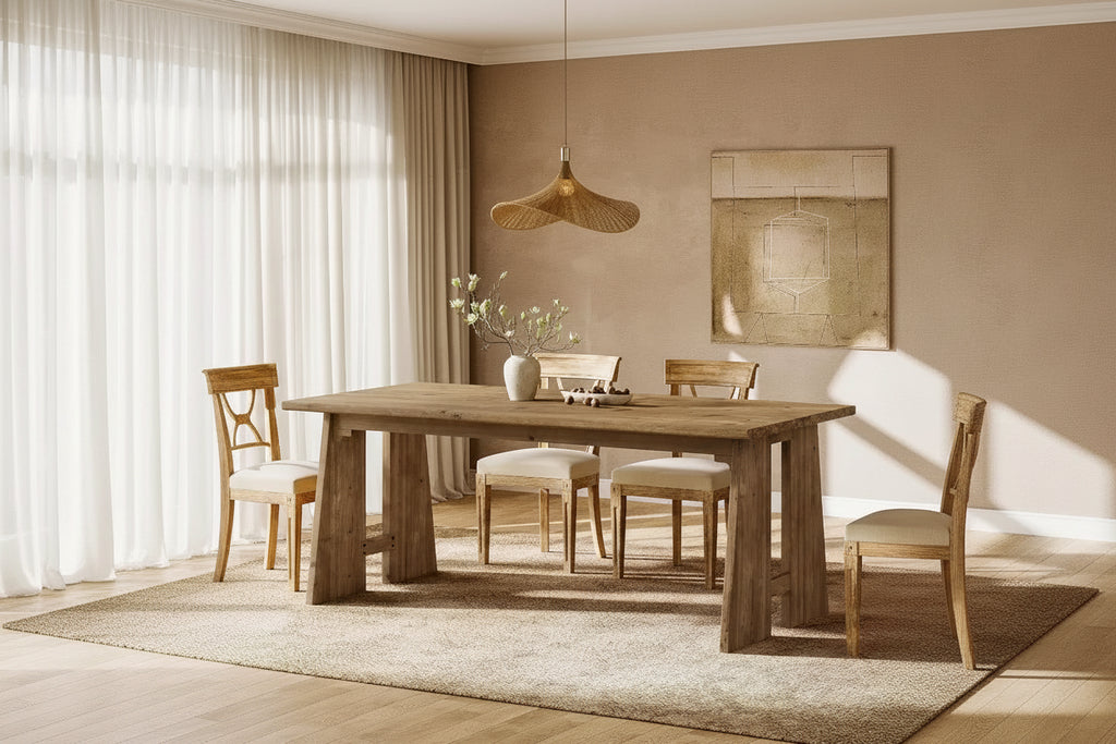Lantine 70.87 Dining Table, Solid Wood Kitchen Table for 6-8, Modern Rectangle Kitchen and Dining Room Furniture with Heavy Duty Legs, Wood Brown