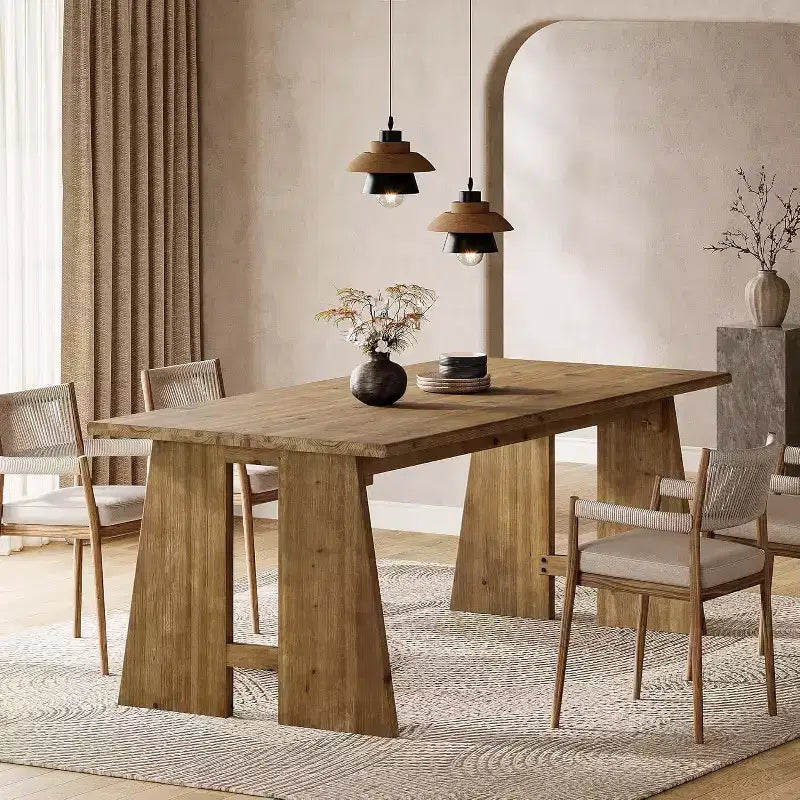 Tavolo da Pranzo in Legno Massello da 180 cm | 6-8 Posti | Gambe Robuste | Rettangolare | Marrone Legno