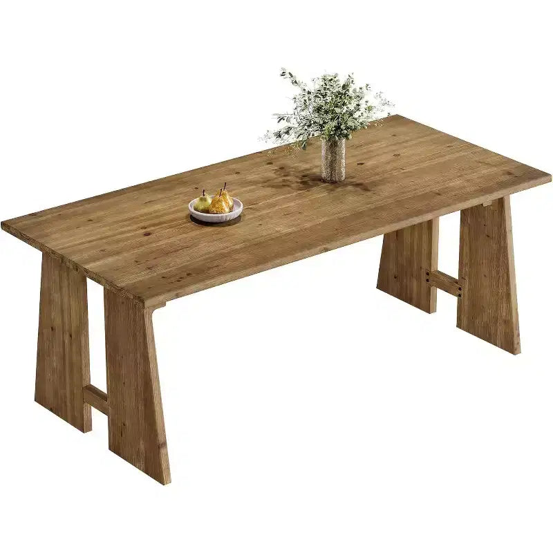 Tavolo da Pranzo in Legno Massello da 180 cm | 6-8 Posti | Gambe Robuste | Rettangolare | Marrone Legno