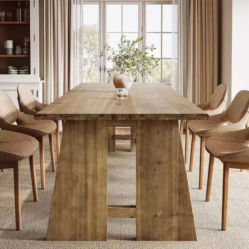 Tavolo da Pranzo in Legno Massello da 180 cm | 6-8 Posti | Gambe Robuste | Rettangolare | Marrone Legno