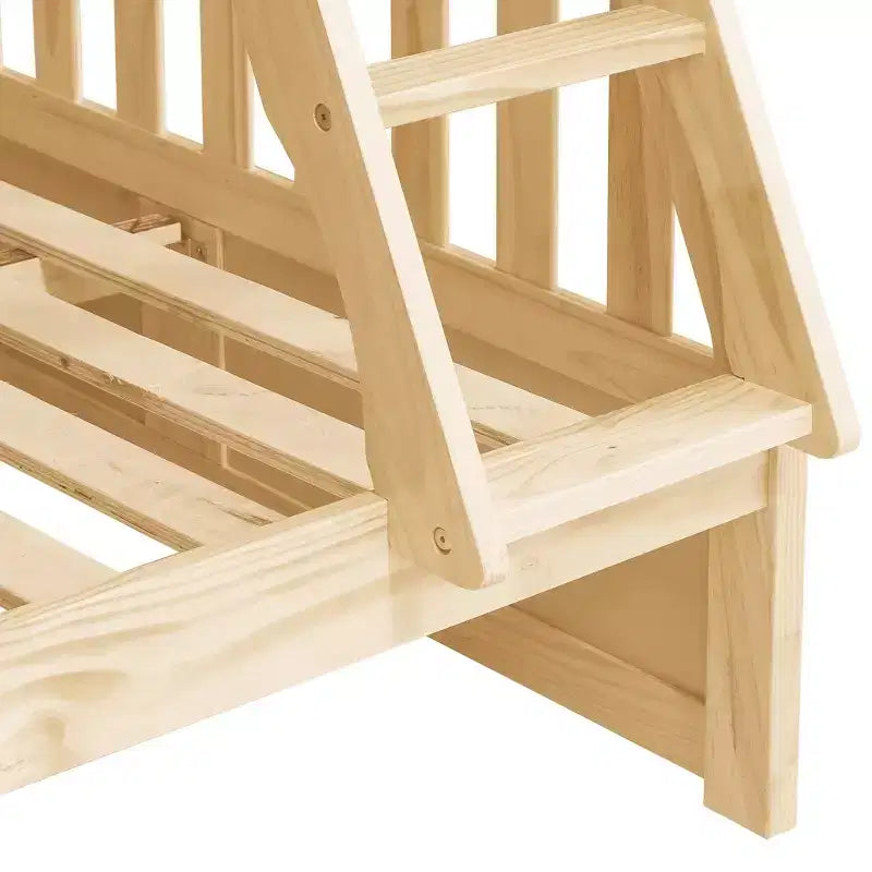 Letto a castello moderno in legno, singolo su una piazza e mezza, con scaletta e spondine di sicurezza | Non è necessaria la rete a molle