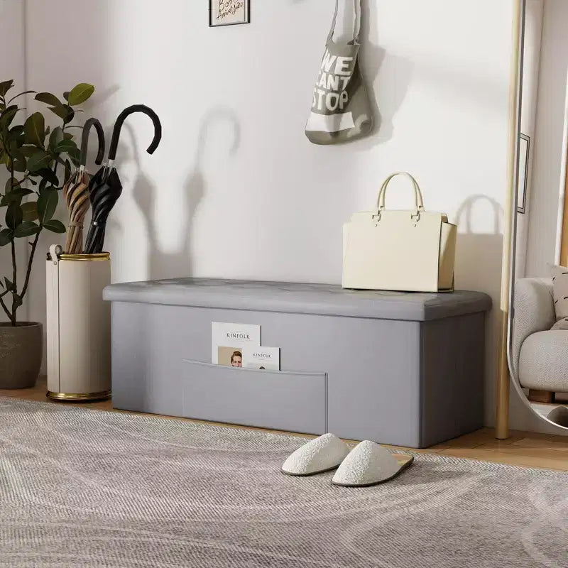 Panca contenitore pieghevole da 43 pollici | 144 litri | Pelle PU | Capacità 300 kg | Vari colori
