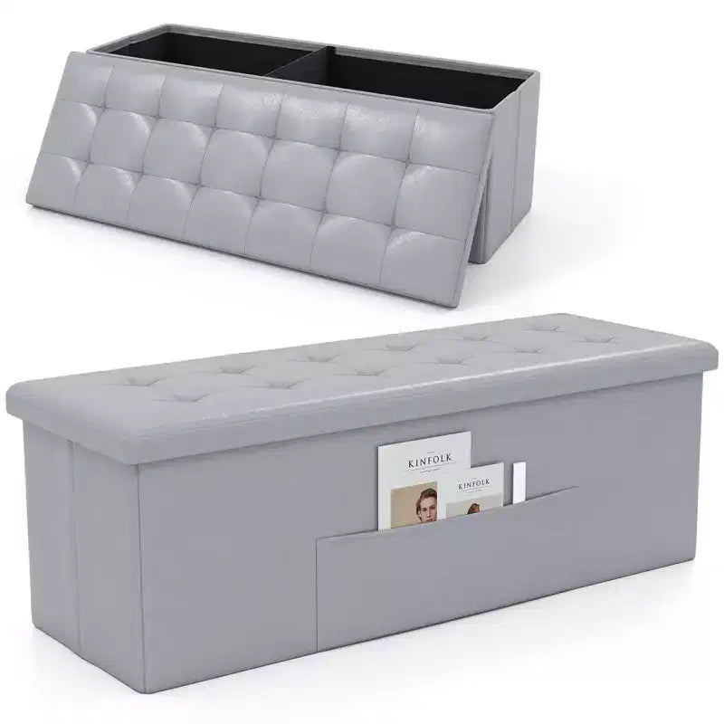 Panca contenitore pieghevole da 43 pollici | 144 litri | Pelle PU | Capacità 300 kg | Vari colori