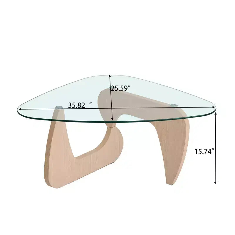 Tavolino da Caffè Mid-Century Modern Farmhouse | Piano in Vetro Temperato | Gambe in Legno di Noce | 90,98 cm