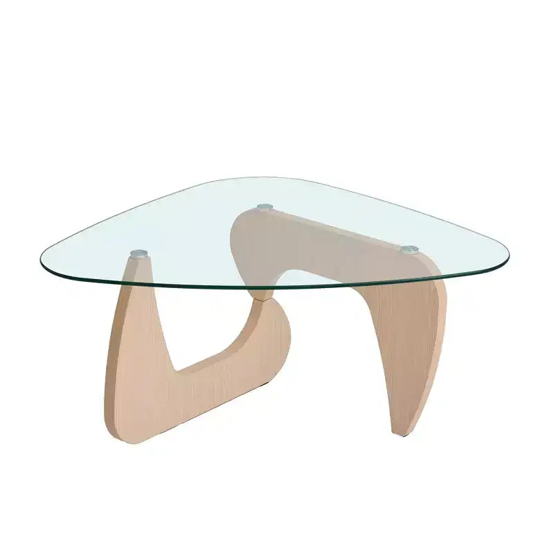 Tavolino da Caffè Mid-Century Modern Farmhouse | Piano in Vetro Temperato | Gambe in Legno di Noce | 90,98 cm