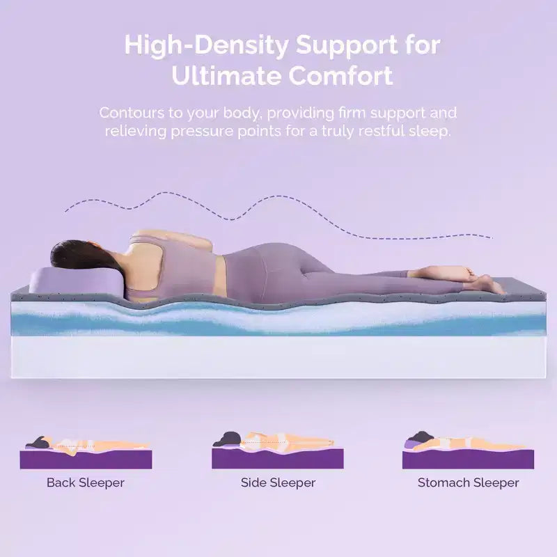Materasso in memory foam con gel rinfrescante al carbone di bambù da 12 pollici | CertiPUR-US | OEKO-TEX | Rigidità media