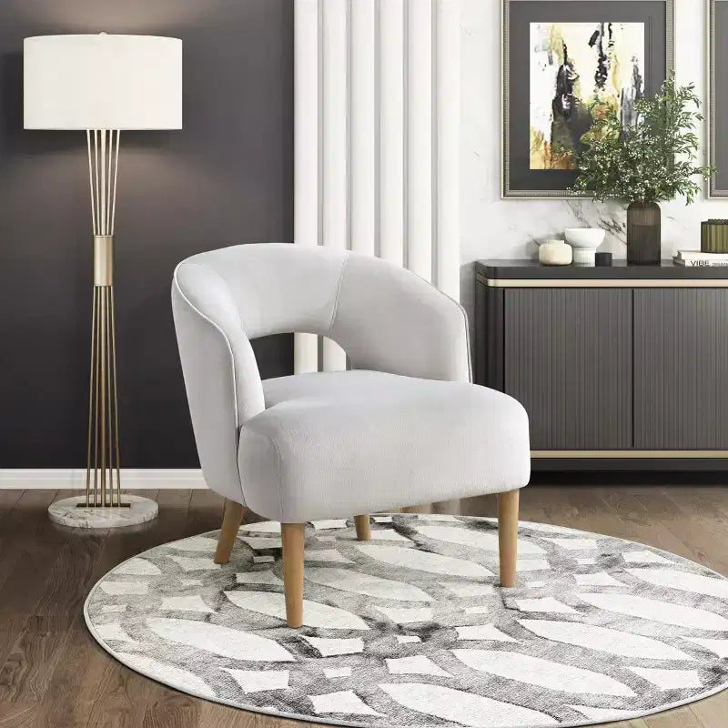 Poltrona moderna a botte rivestita in velluto | Struttura in legno | Capacità 136 kg