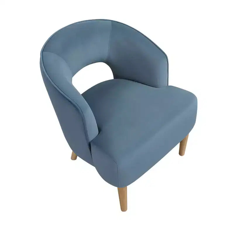 Poltrona moderna a botte rivestita in velluto | Struttura in legno | Capacità 136 kg