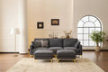 Karl Home |100 in.W Square Arm Chenille Modern U-shaped Sofa in Gray with Side Storage
