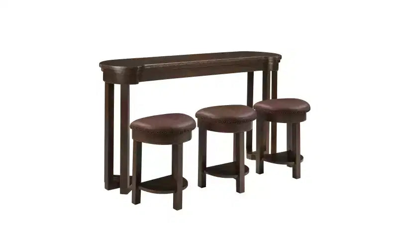 Set da 4 Pezzi Tavolo Bar Altezza Bancone | 3 Sgabelli in PU | Legno Massello | Salvaspazio | Espresso