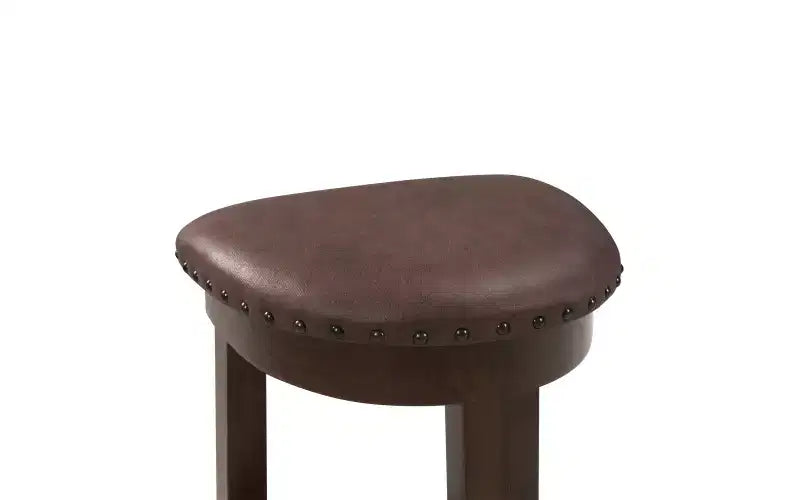 Set da 4 Pezzi Tavolo Bar Altezza Bancone | 3 Sgabelli in PU | Legno Massello | Salvaspazio | Espresso