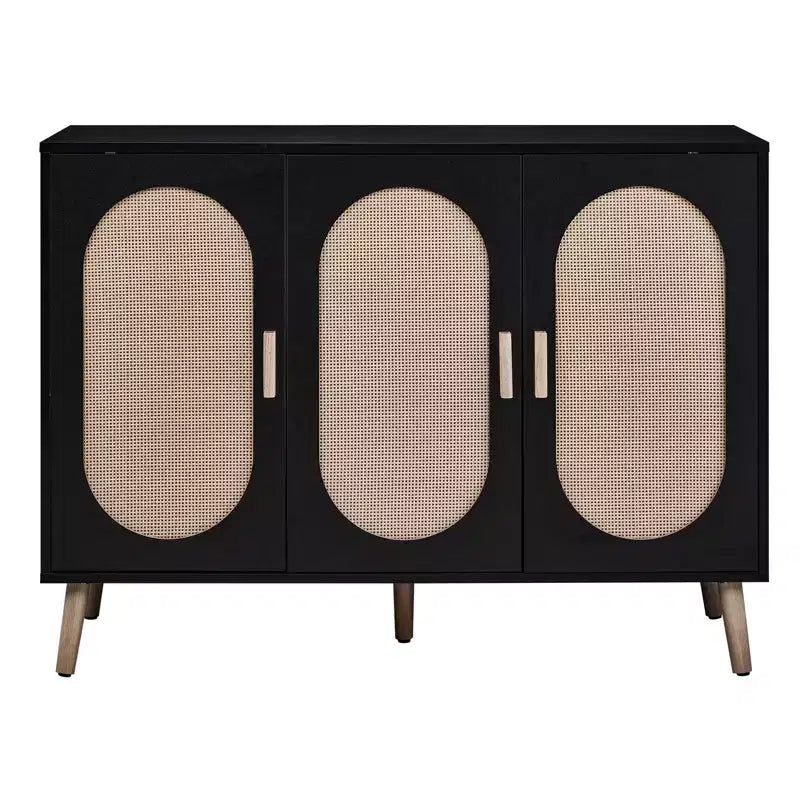 Scarpiera moderna in rattan per 24 paia | 4 ripiani | Gambe in legno massello | Stile bohémien