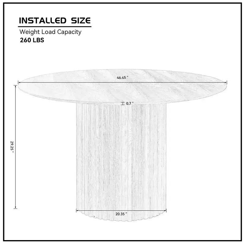 Tavolo da pranzo rotondo da 118 cm | Mid-Century Modern | MDF | Base a piedistallo | Posti 4 | Nero