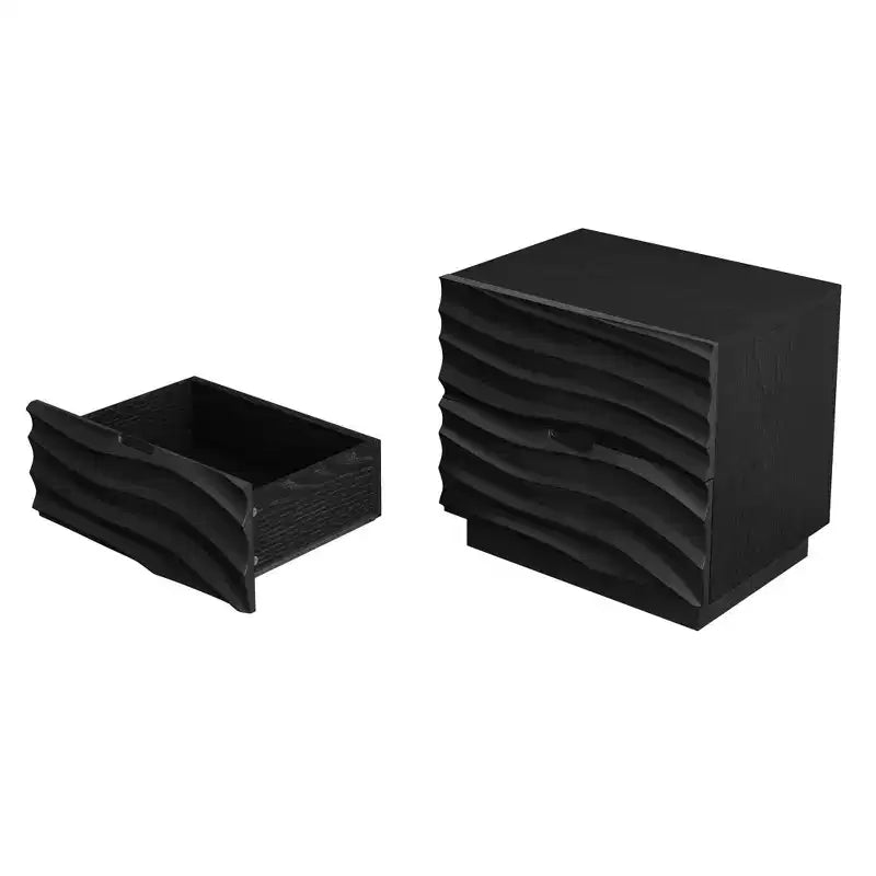 Comodino a 2 cassetti | Pino e legno di frassino | Guide metalliche silenziose | Top da 50 kg | Camera da letto