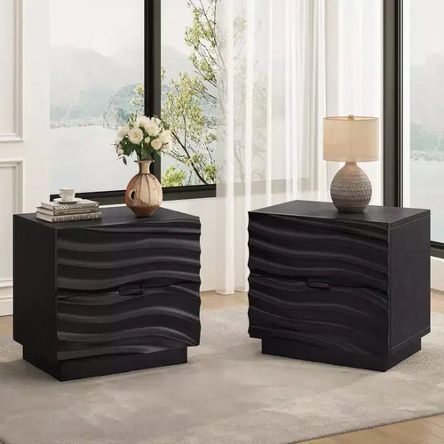 Comodino a 2 cassetti | Pino e legno di frassino | Guide metalliche silenziose | Top da 50 kg | Camera da letto