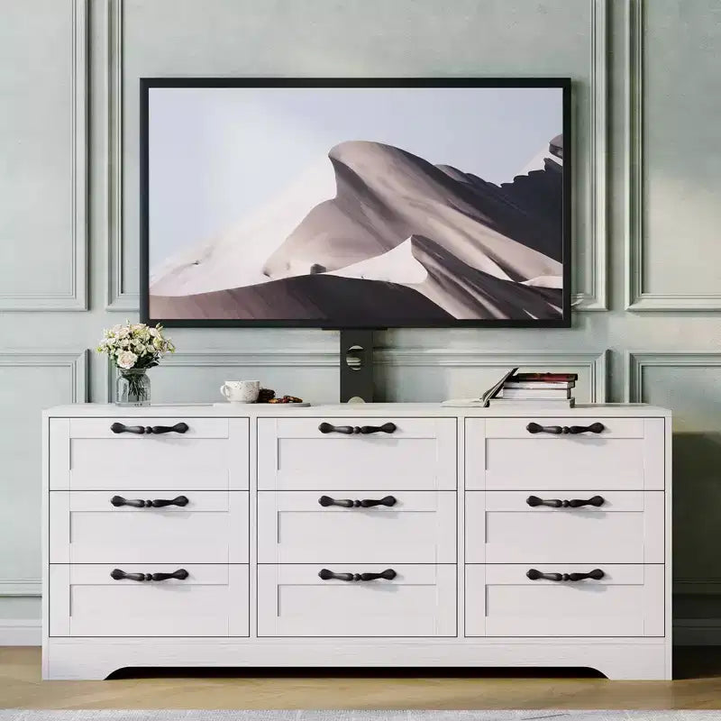 Mobile TV con supporto per TV da 32-85 pollici | Cassettiera a 9 cassetti | Legno ingegnerizzato | Capacità 75 kg