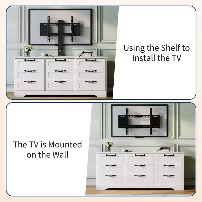 Mobile TV con supporto per TV da 32-85 pollici | Cassettiera a 9 cassetti | Legno ingegnerizzato | Capacità 75 kg