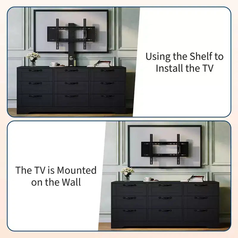 Mobile TV con supporto per TV da 32-85 pollici | Cassettiera a 9 cassetti | Legno ingegnerizzato | Capacità 75 kg