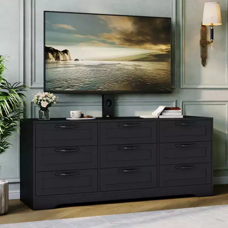 Mobile TV con supporto per TV da 32-85 pollici | Cassettiera a 9 cassetti | Legno ingegnerizzato | Capacità 75 kg