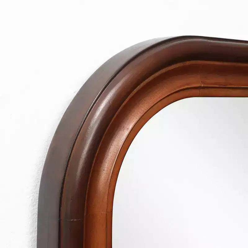 Specchio da parete rettangolare arrotondato moderno | Cornice in legno di pino | 43,3 A x 23,62 L | Marrone