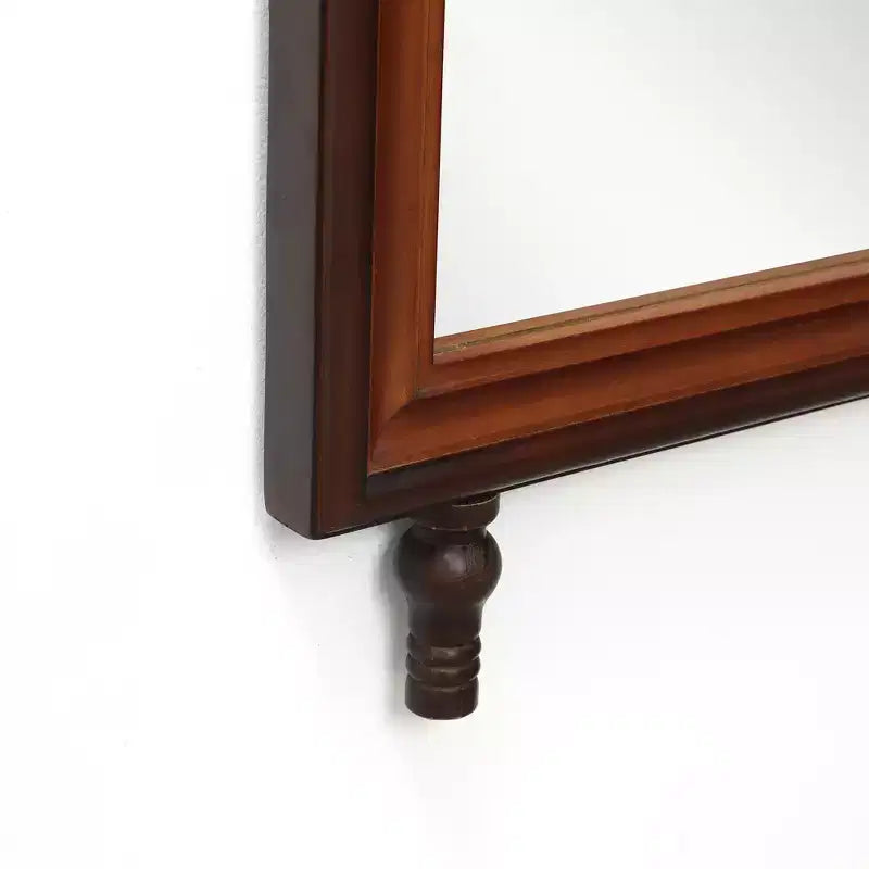 Specchio da parete rettangolare arrotondato moderno | Cornice in legno di pino | 43,3 A x 23,62 L | Marrone