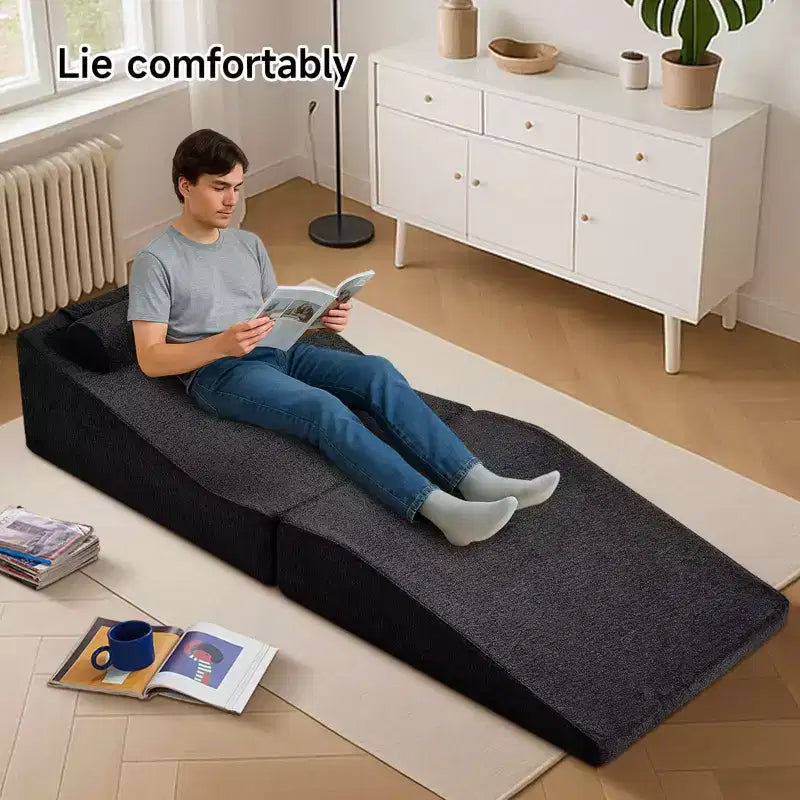 Divano letto futon pieghevole in spugna ad alta densità | Chaise Longue | Cuscino removibile | Nessun assemblaggio
