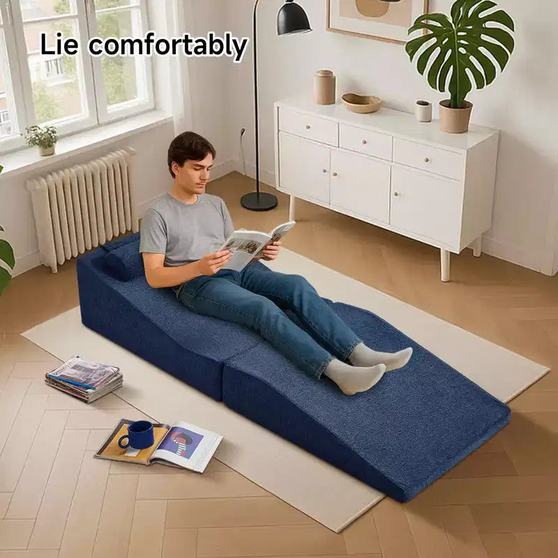 Divano letto futon pieghevole in spugna ad alta densità | Chaise Longue | Cuscino removibile | Nessun assemblaggio