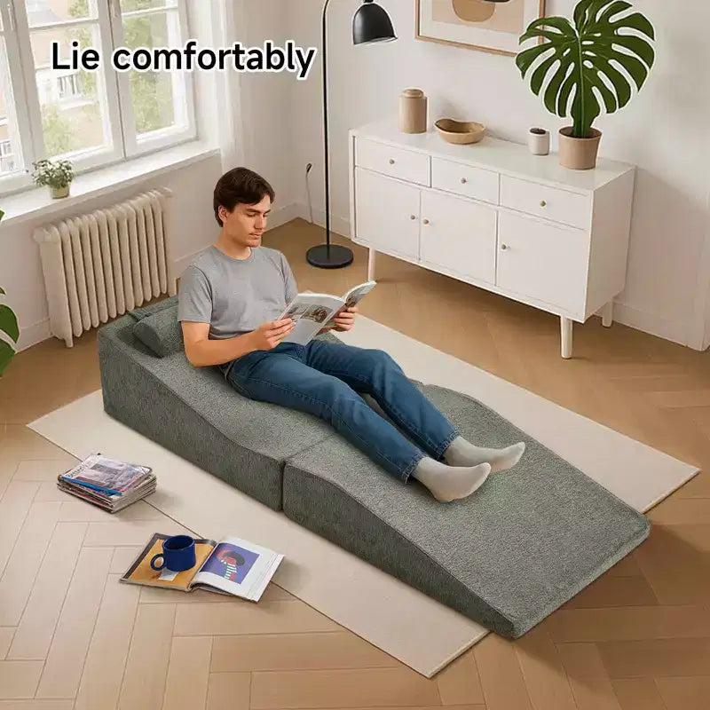 Divano letto futon pieghevole in spugna ad alta densità | Chaise Longue | Cuscino removibile | Nessun assemblaggio