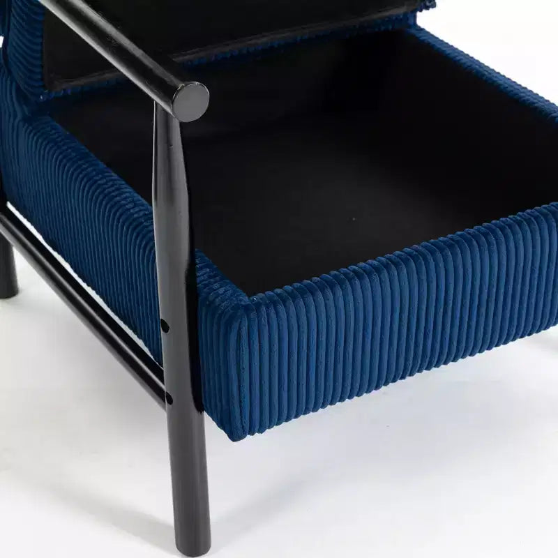 Poltrona Mid-Century Modern | Sedile con Contenitore Nascosto | Cuscino Lombare | Portata 113 kg | Velluto a Coste