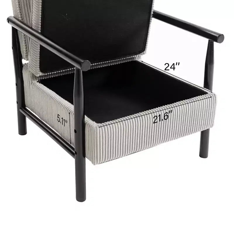 Poltrona Mid-Century Modern | Sedile con Contenitore Nascosto | Cuscino Lombare | Portata 113 kg | Velluto a Coste