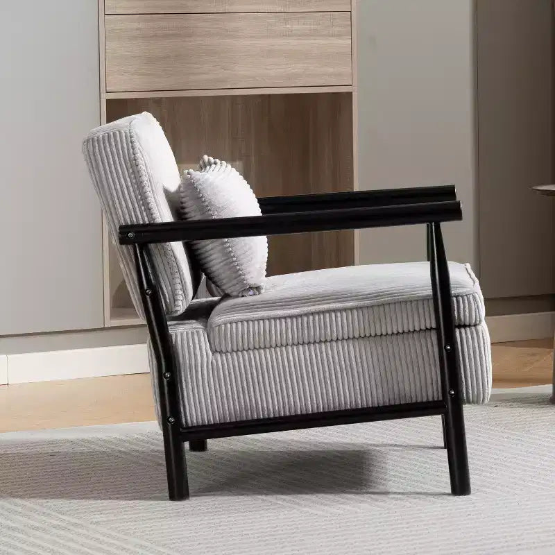 Poltrona Mid-Century Modern | Sedile con Contenitore Nascosto | Cuscino Lombare | Portata 113 kg | Velluto a Coste