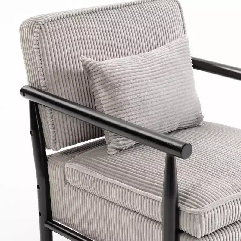 Poltrona Mid-Century Modern | Sedile con Contenitore Nascosto | Cuscino Lombare | Portata 113 kg | Velluto a Coste