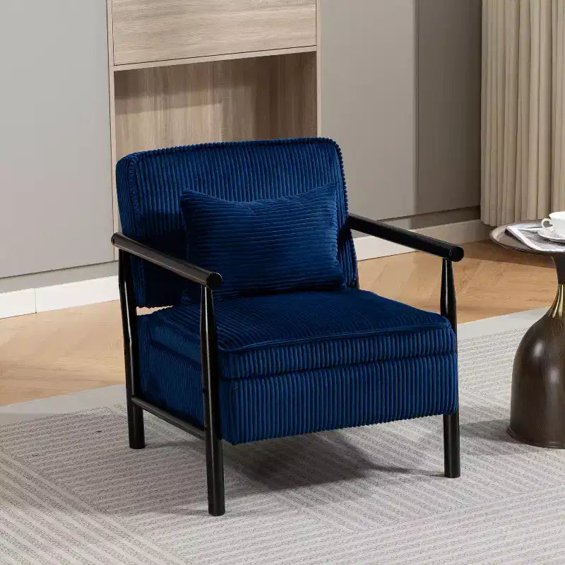 Poltrona Mid-Century Modern | Sedile con Contenitore Nascosto | Cuscino Lombare | Portata 113 kg | Velluto a Coste