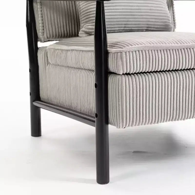 Poltrona Mid-Century Modern | Sedile con Contenitore Nascosto | Cuscino Lombare | Portata 113 kg | Velluto a Coste