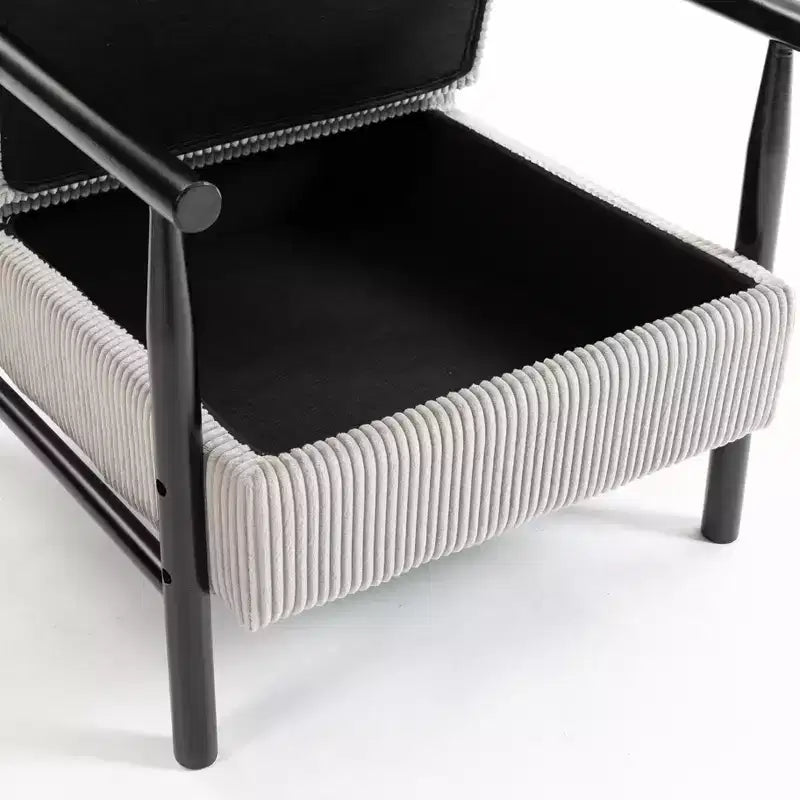 Poltrona Mid-Century Modern | Sedile con Contenitore Nascosto | Cuscino Lombare | Portata 113 kg | Velluto a Coste