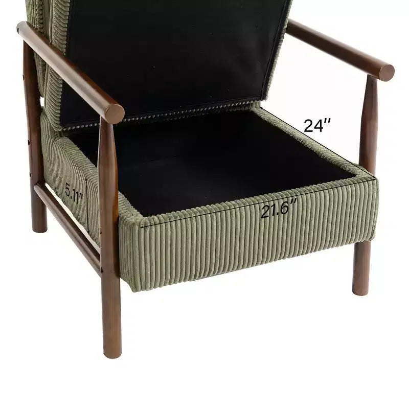 Poltrona Mid-Century Modern | Sedile con Contenitore Nascosto | Cuscino Lombare | Portata 113 kg | Velluto a Coste