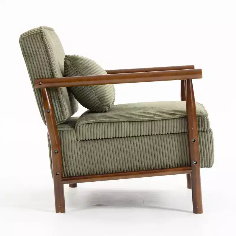 Poltrona Mid-Century Modern | Sedile con Contenitore Nascosto | Cuscino Lombare | Portata 113 kg | Velluto a Coste