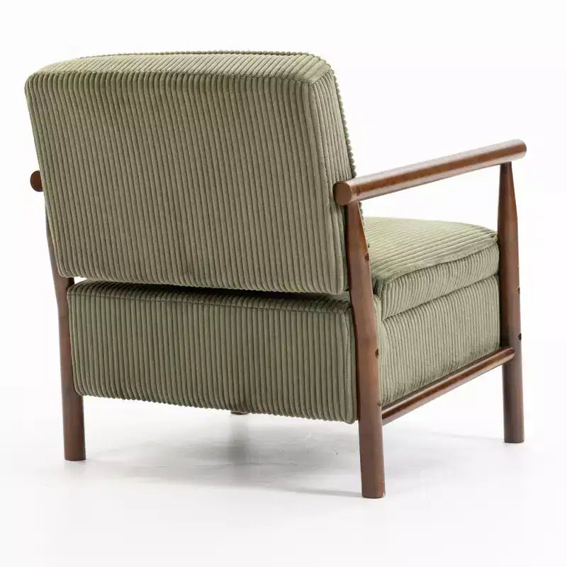 Poltrona Mid-Century Modern | Sedile con Contenitore Nascosto | Cuscino Lombare | Portata 113 kg | Velluto a Coste