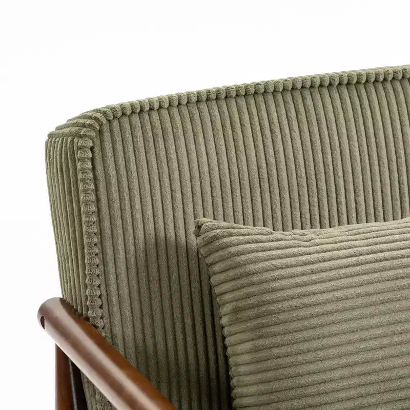 Poltrona Mid-Century Modern | Sedile con Contenitore Nascosto | Cuscino Lombare | Portata 113 kg | Velluto a Coste