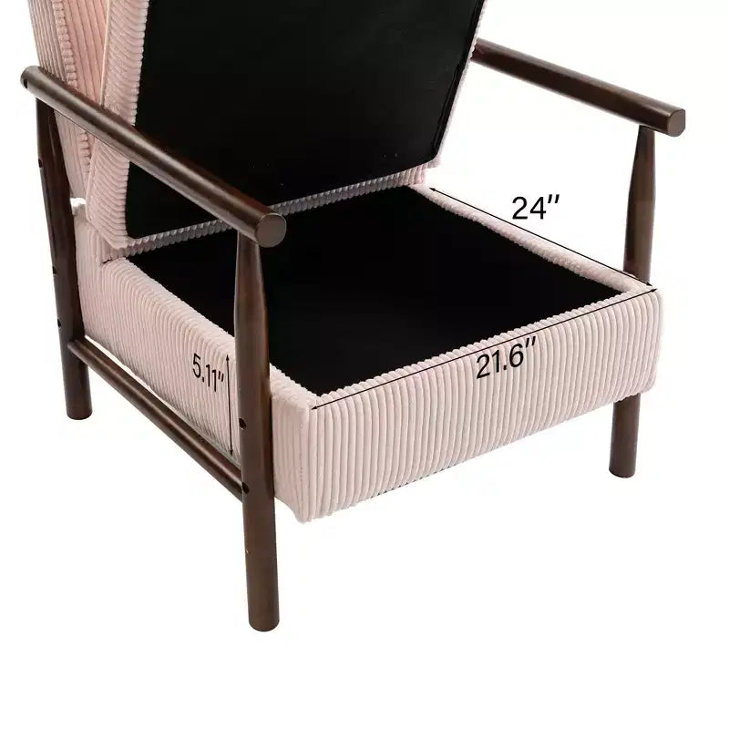 Poltrona Mid-Century Modern | Sedile con Contenitore Nascosto | Cuscino Lombare | Portata 113 kg | Velluto a Coste
