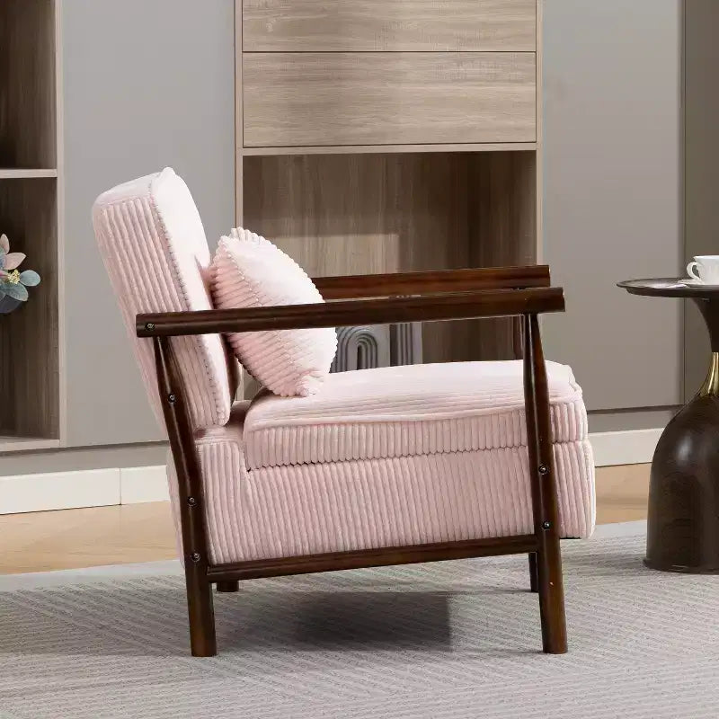 Poltrona Mid-Century Modern | Sedile con Contenitore Nascosto | Cuscino Lombare | Portata 113 kg | Velluto a Coste