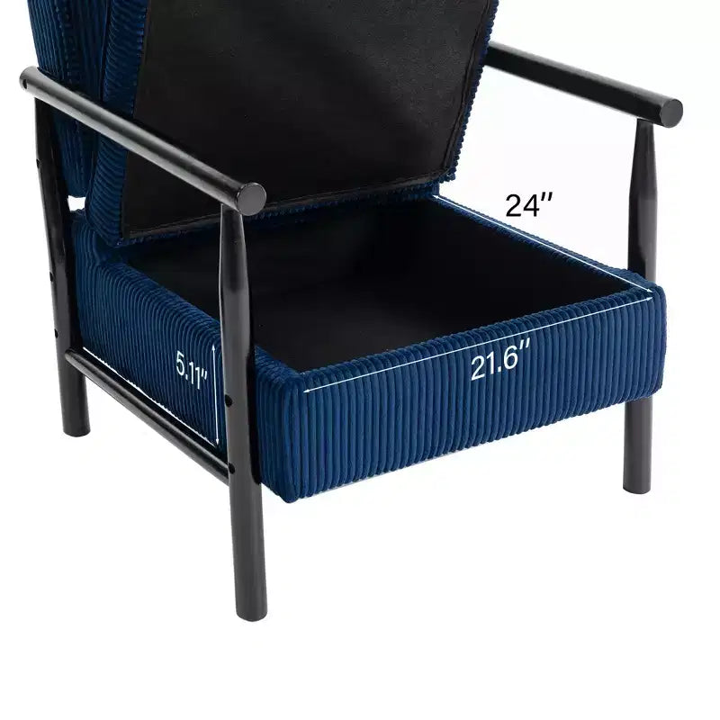Poltrona Mid-Century Modern | Sedile con Contenitore Nascosto | Cuscino Lombare | Portata 113 kg | Velluto a Coste