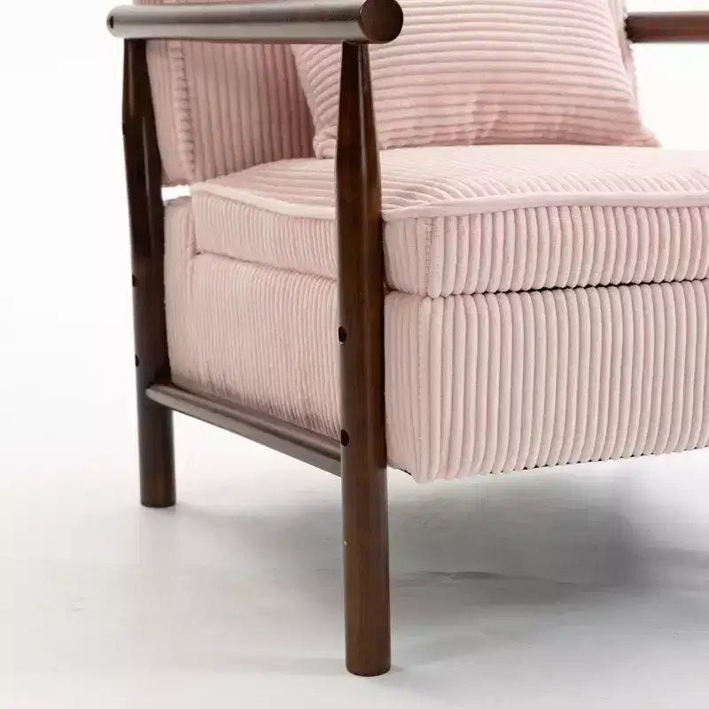 Poltrona Mid-Century Modern | Sedile con Contenitore Nascosto | Cuscino Lombare | Portata 113 kg | Velluto a Coste