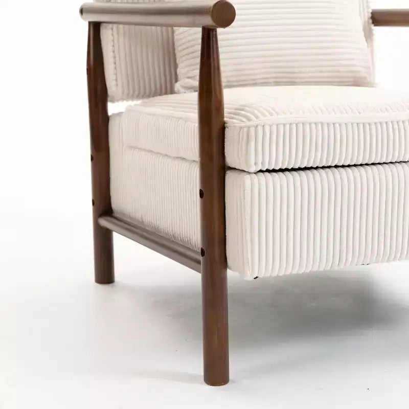 Poltrona Mid-Century Modern | Sedile con Contenitore Nascosto | Cuscino Lombare | Portata 113 kg | Velluto a Coste