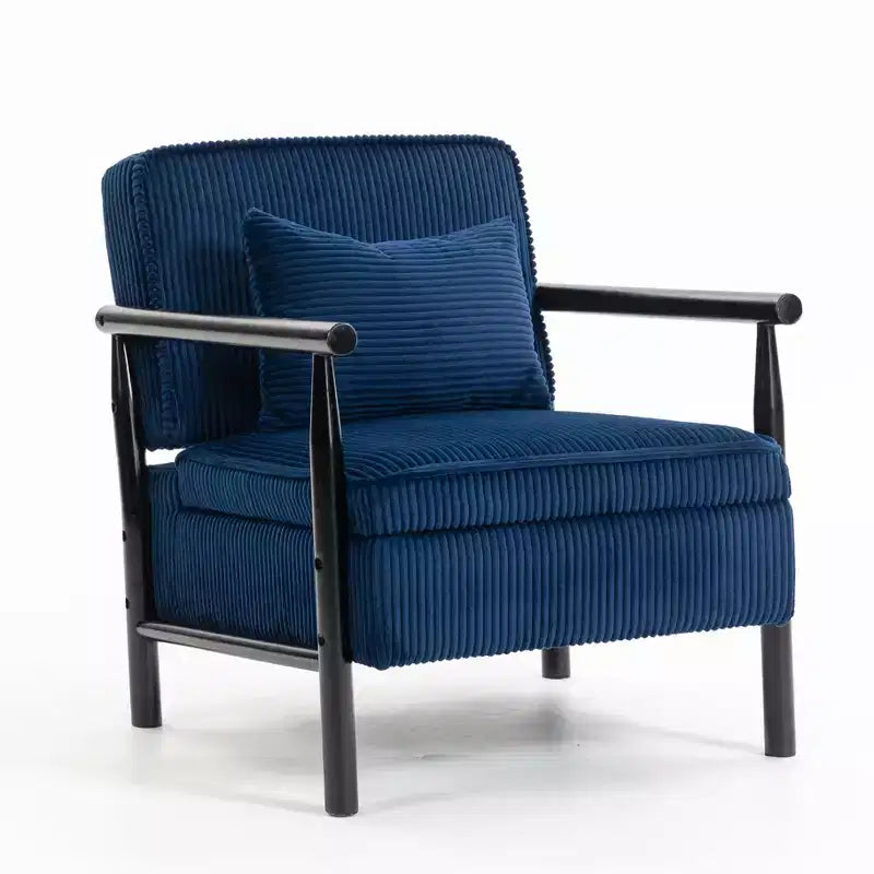 Poltrona Mid-Century Modern | Sedile con Contenitore Nascosto | Cuscino Lombare | Portata 113 kg | Velluto a Coste