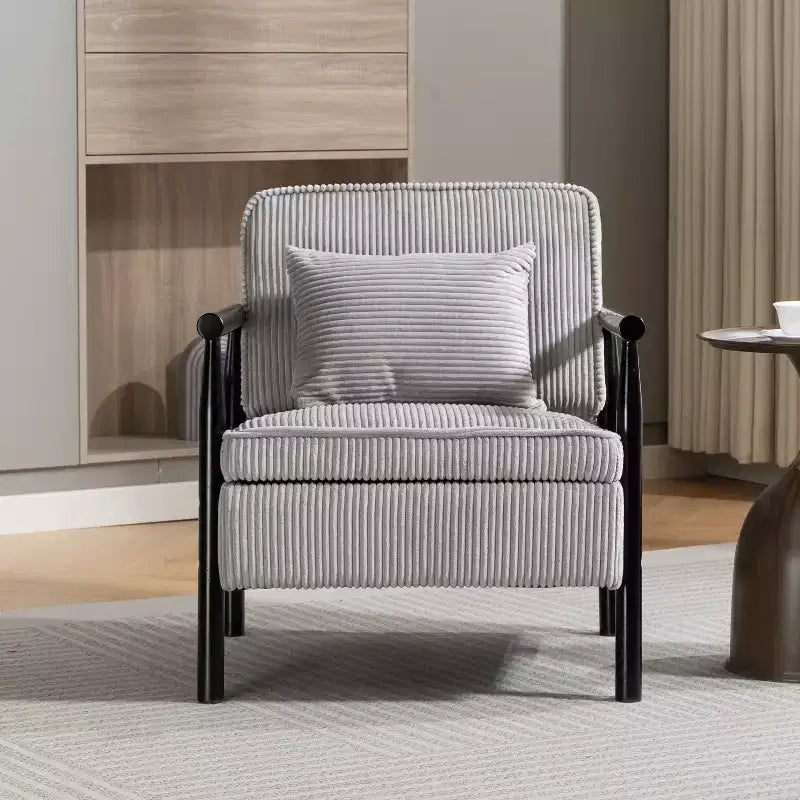 Poltrona Mid-Century Modern | Sedile con Contenitore Nascosto | Cuscino Lombare | Portata 113 kg | Velluto a Coste