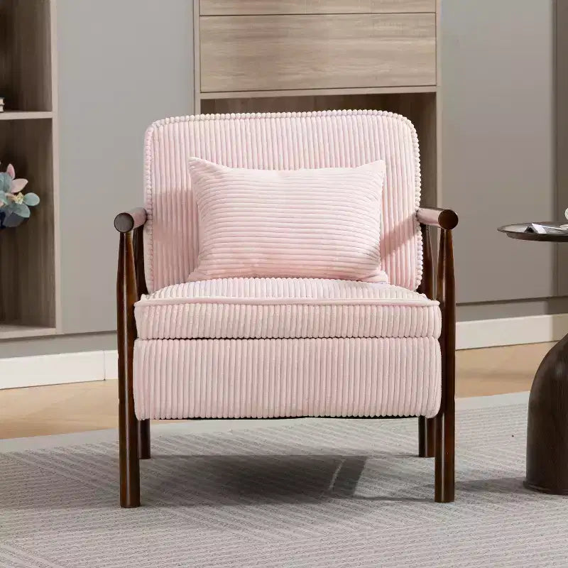 Poltrona Mid-Century Modern | Sedile con Contenitore Nascosto | Cuscino Lombare | Portata 113 kg | Velluto a Coste