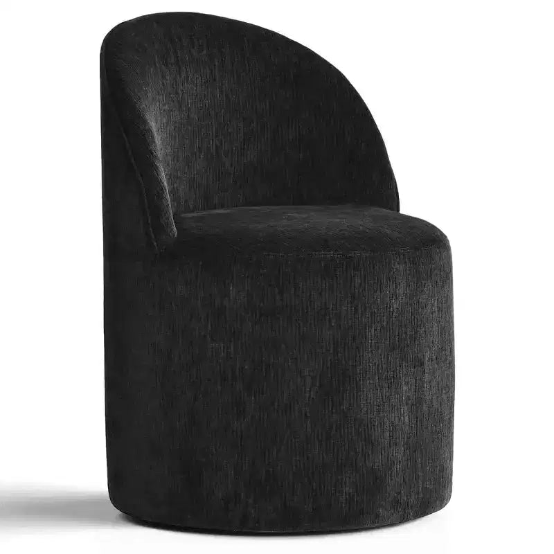 Poltrona girevole moderna in ciniglia | Senza braccioli | Ruote a 360° | Completamente assemblata